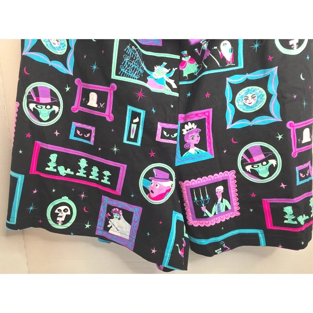 Disney Haunted Mansion Pajama Shorts Black Portrait Print 2X Glow In Dark - Picture 4 of 7
